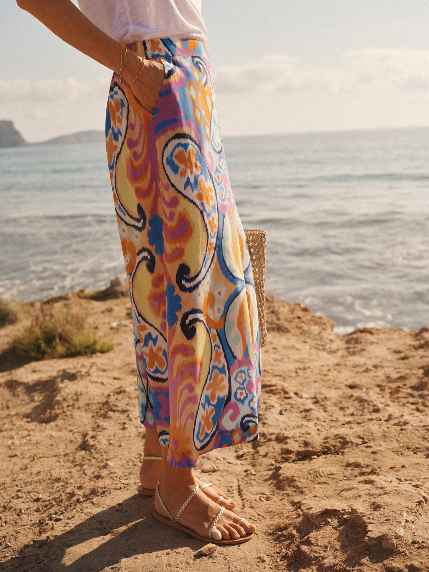 Babs silk blurred paisley skirt