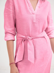 Chrissie linen maxi dress with pockets - Pink