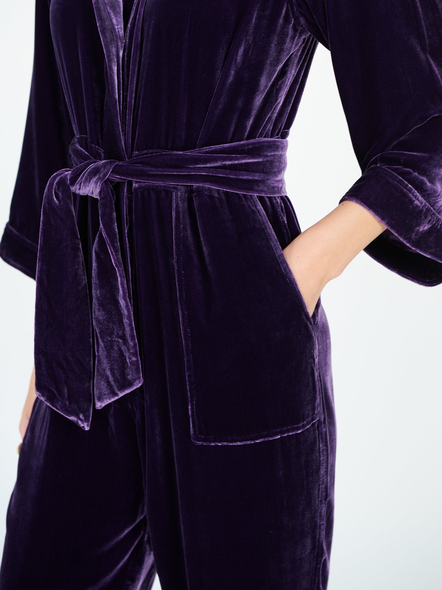 Pip silk blend velvet jumpsuit - Blackberry
