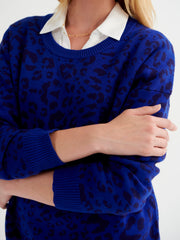 Minnie cotton cashmere blend jacquard sweater - Blue