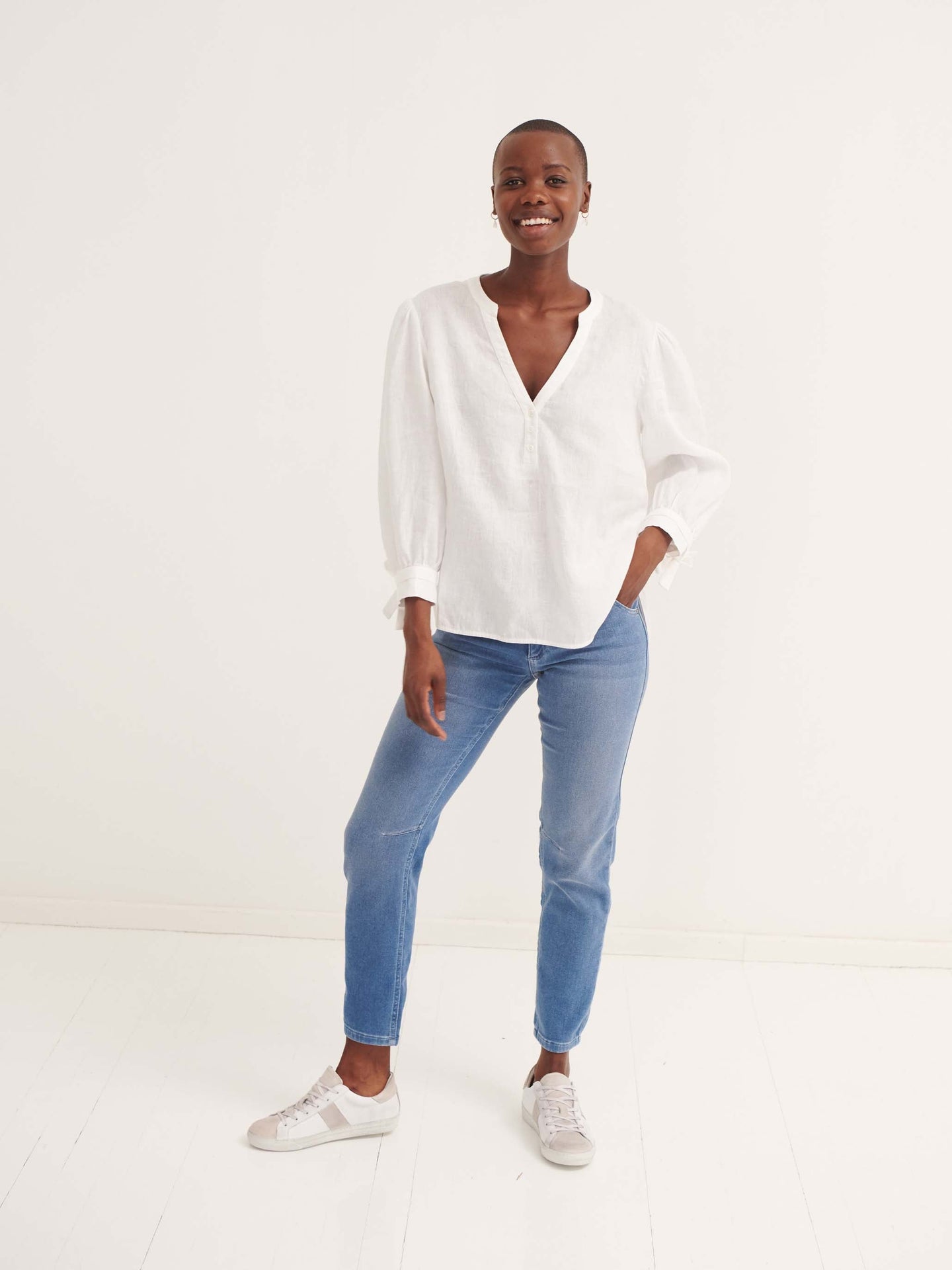 Heidi linen tie cuff shirt