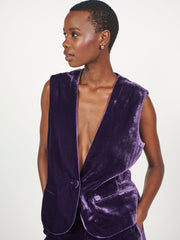 Lucia silk blend velvet button waistcoat