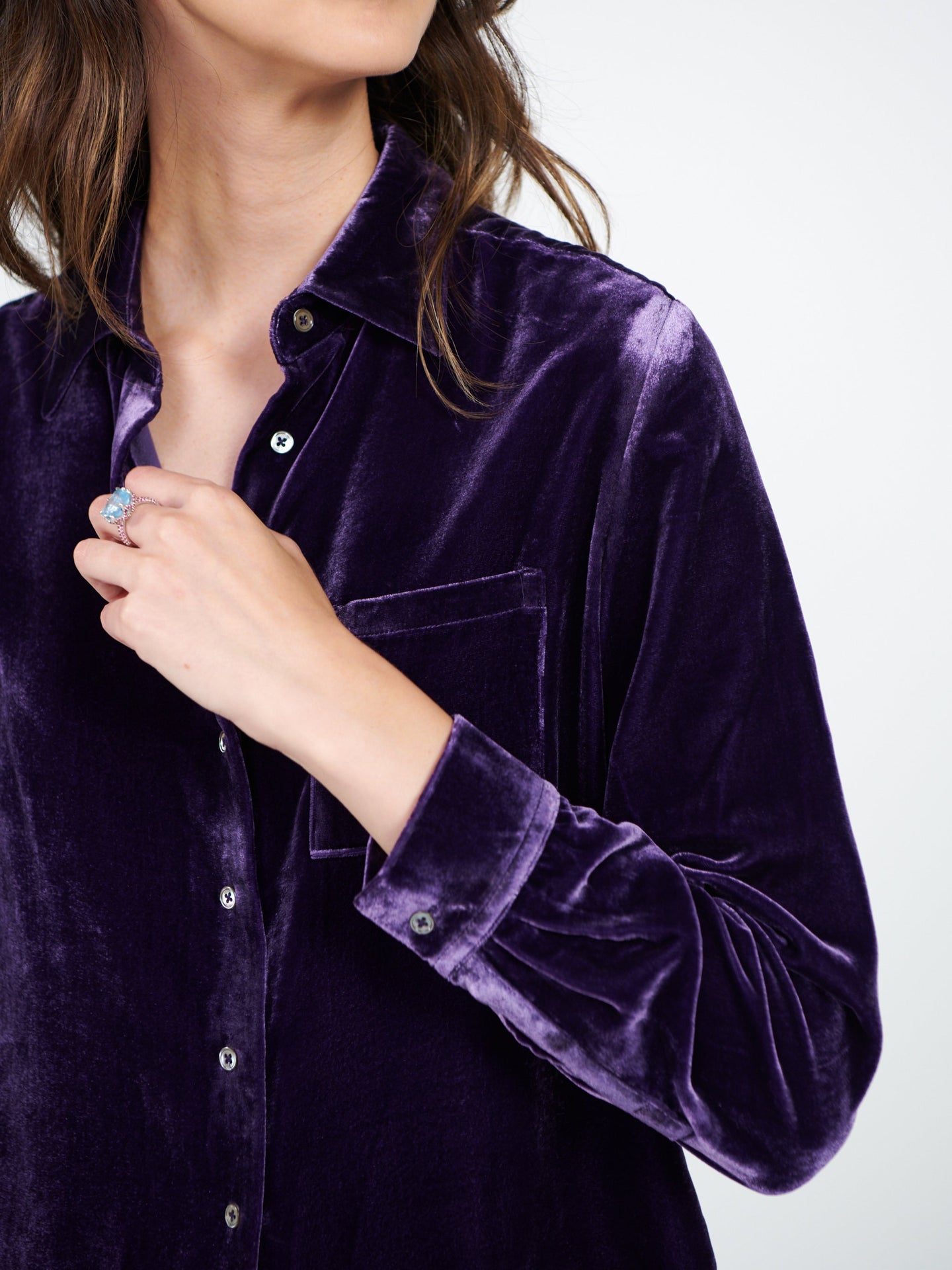 Patti silk blend velvet shirt - Blackberry