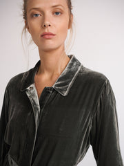 Pip silk blend velvet jumpsuit - Khaki