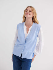 Renie cotton cashmere button sleeveless tank