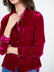 Patti silk blend velvet shirt - Hot Pink