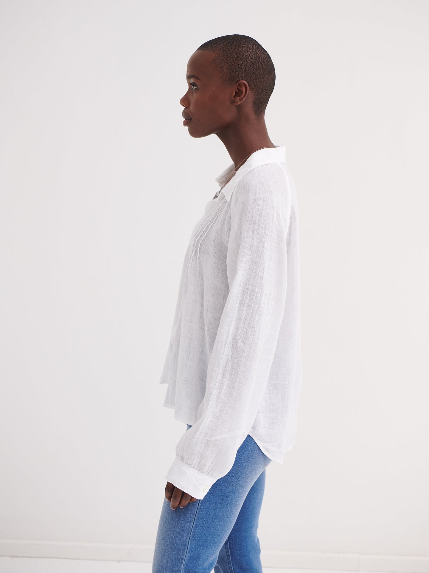 Lydia gauze linen pleat front blouse