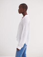 Lydia gauze linen pleat front blouse