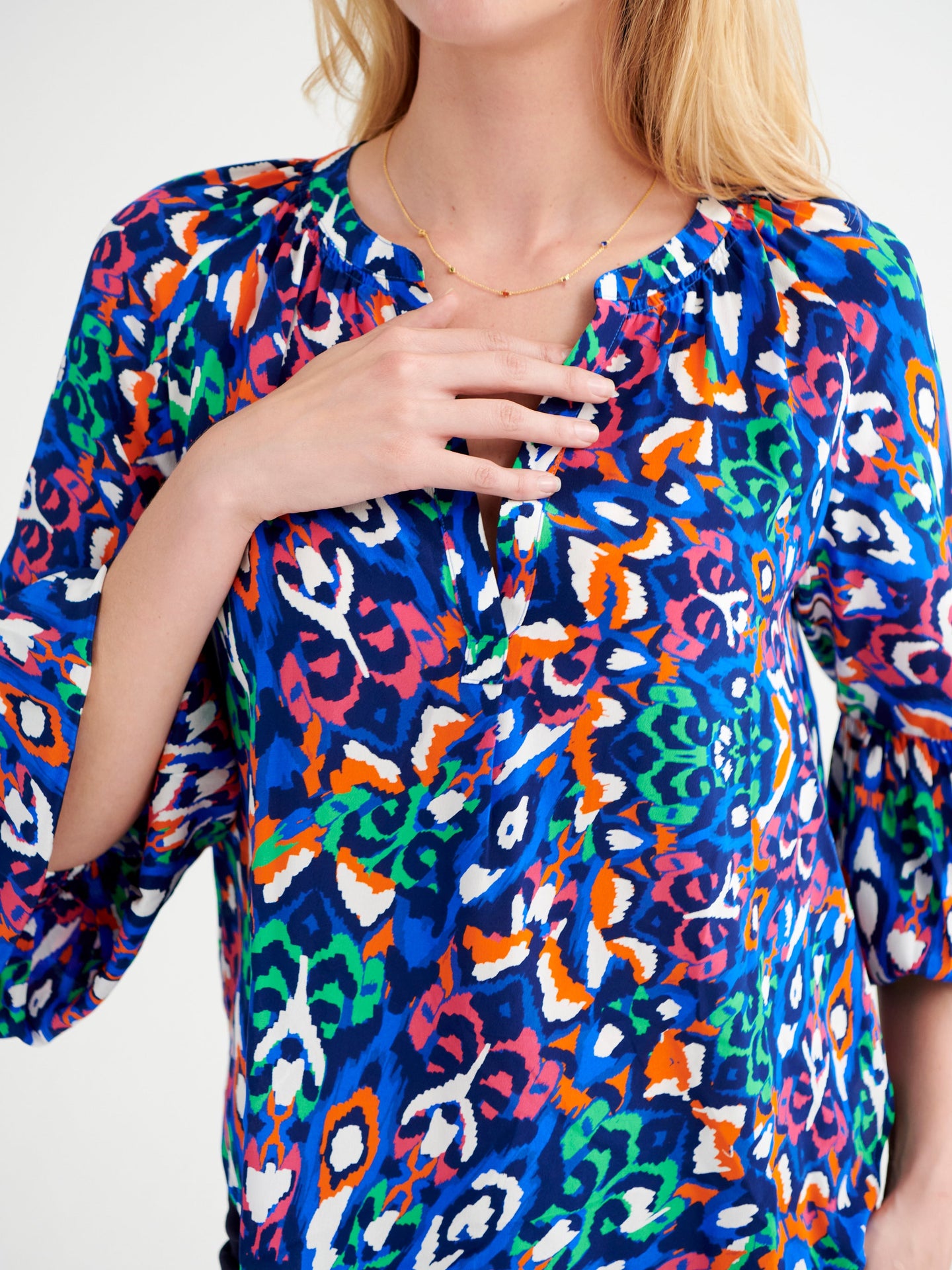 Ophelia silk feather print shirt