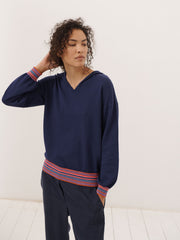 Lily cashmere blend stripe trim hoodie