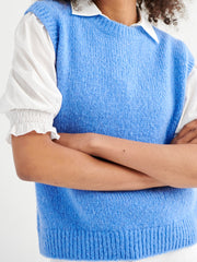 Rosie crew neck chunky knit tank - Blue
