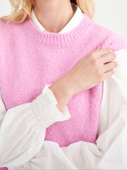 Rosie crew neck chunky knit tank - Pink