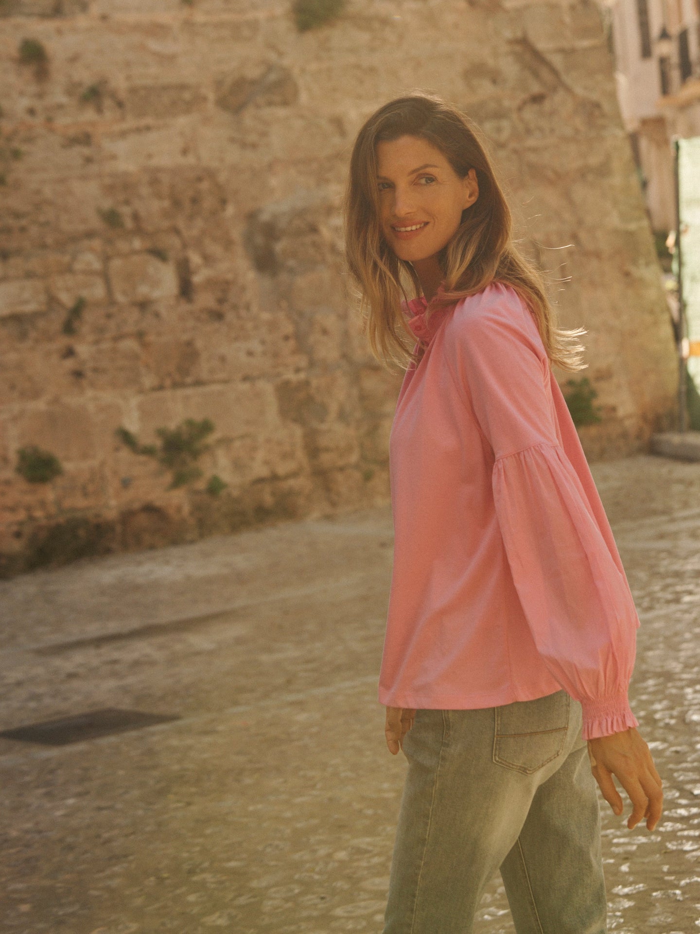 Esther cotton shirt - Pink Sorbet