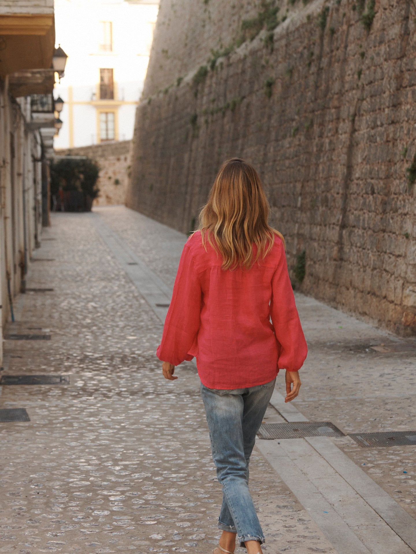 Alice gauze linen patch pocket shirt - Geranium