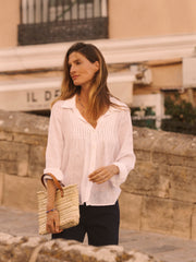 Lydia gauze linen pintuck shirt - White