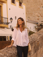 Lydia gauze linen pintuck shirt - White