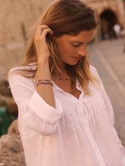 Lydia gauze linen pintuck shirt - White
