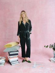 Pip silk blend velvet jumpsuit - Khaki