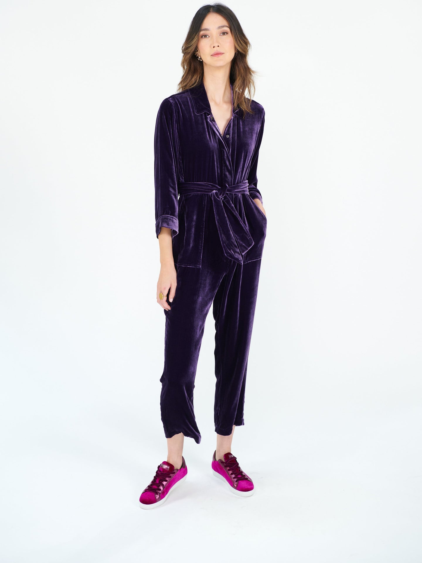 Pip silk blend velvet jumpsuit - Blackberry