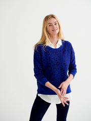 Minnie cotton cashmere blend jacquard sweater - Blue