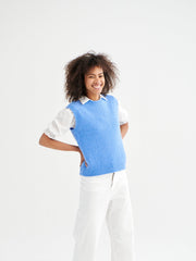Rosie crew neck chunky knit tank - Blue