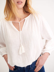 Annabel cotton smock top - White
