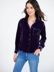 Patti silk blend velvet shirt - Blackberry