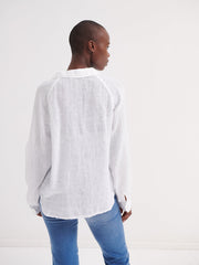Lydia gauze linen pleat front blouse
