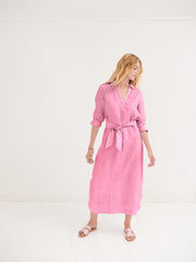 Chrissie linen maxi dress with pockets - Pink