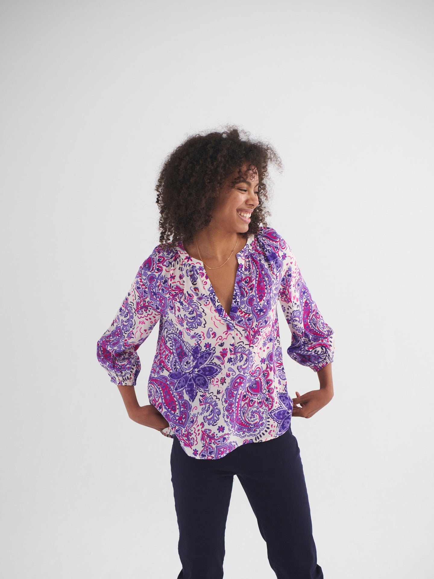 Lara silk giant painterly paisley shirt