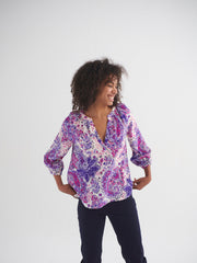 Lara silk giant painterly paisley shirt