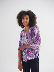 Lara silk giant painterly paisley shirt