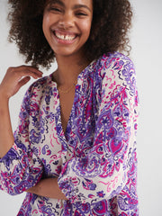 Lara silk giant painterly paisley shirt