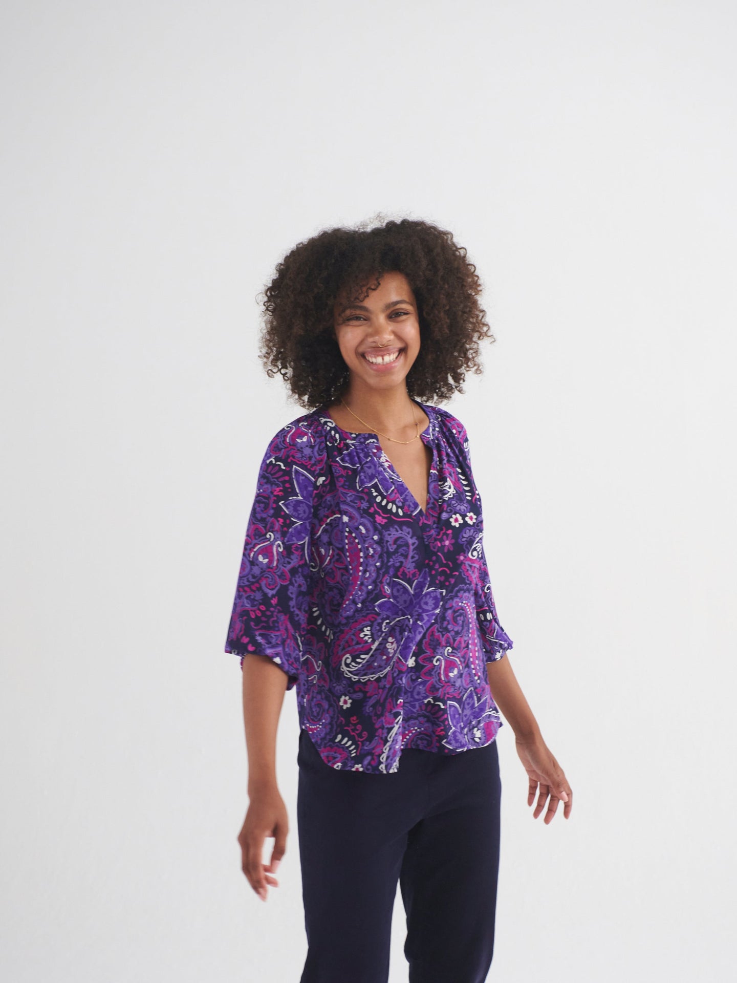 Lara silk giant painterly paisley shirt