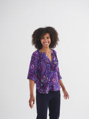 Lara silk giant painterly paisley shirt