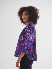 Lara silk giant painterly paisley shirt