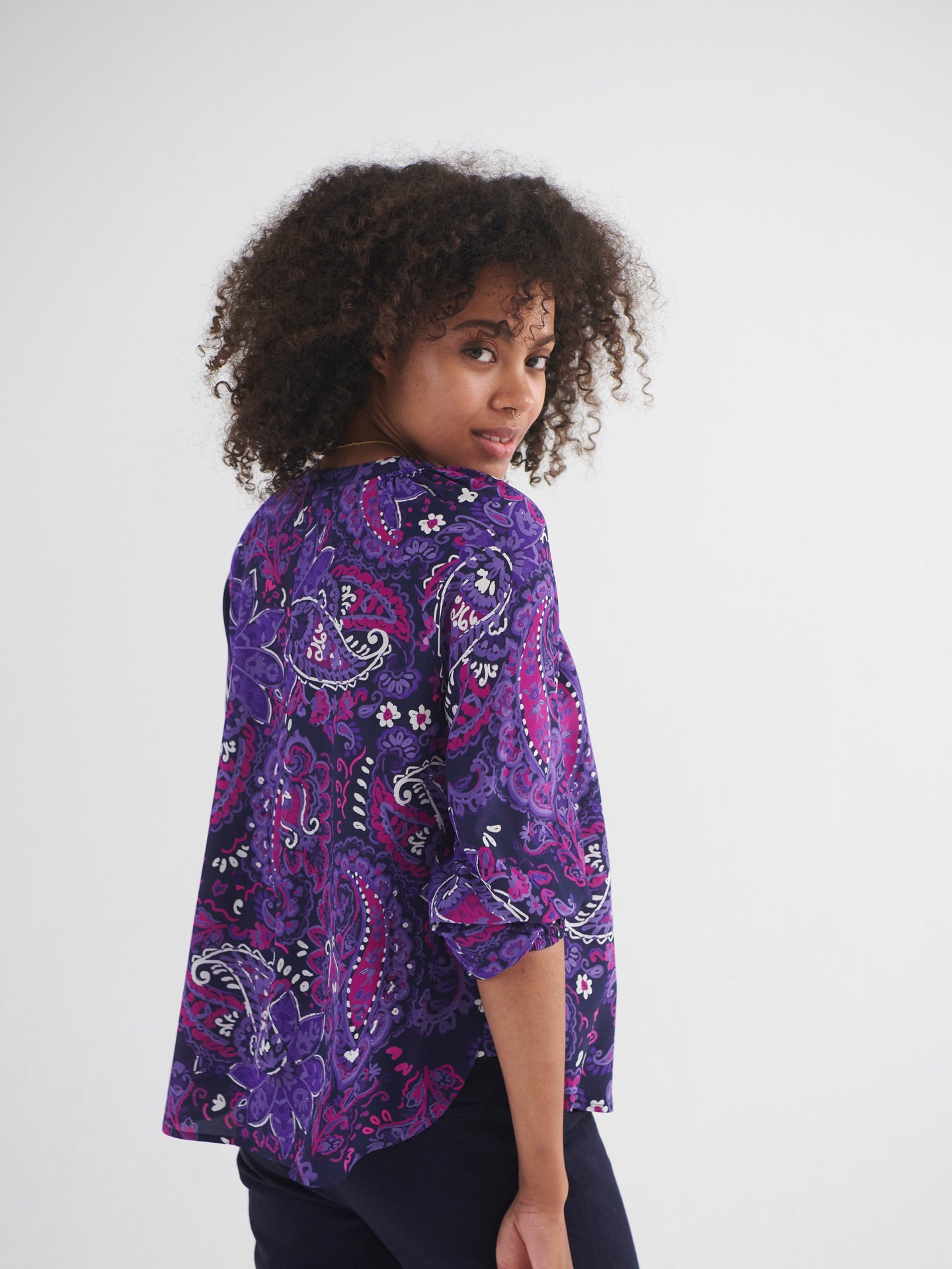 Lara silk giant painterly paisley shirt
