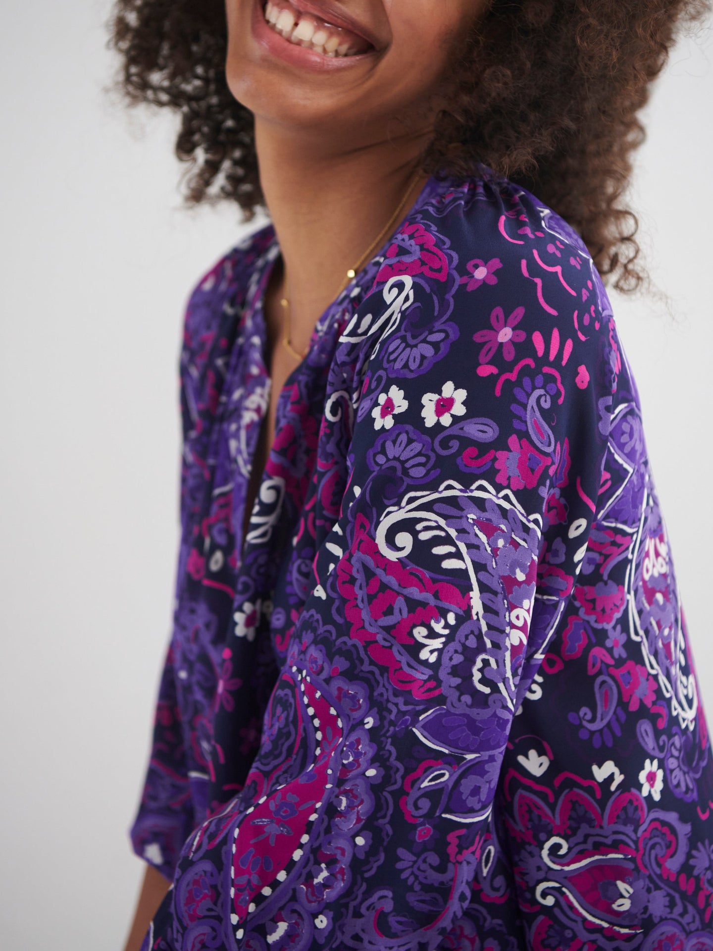 Lara silk giant painterly paisley shirt