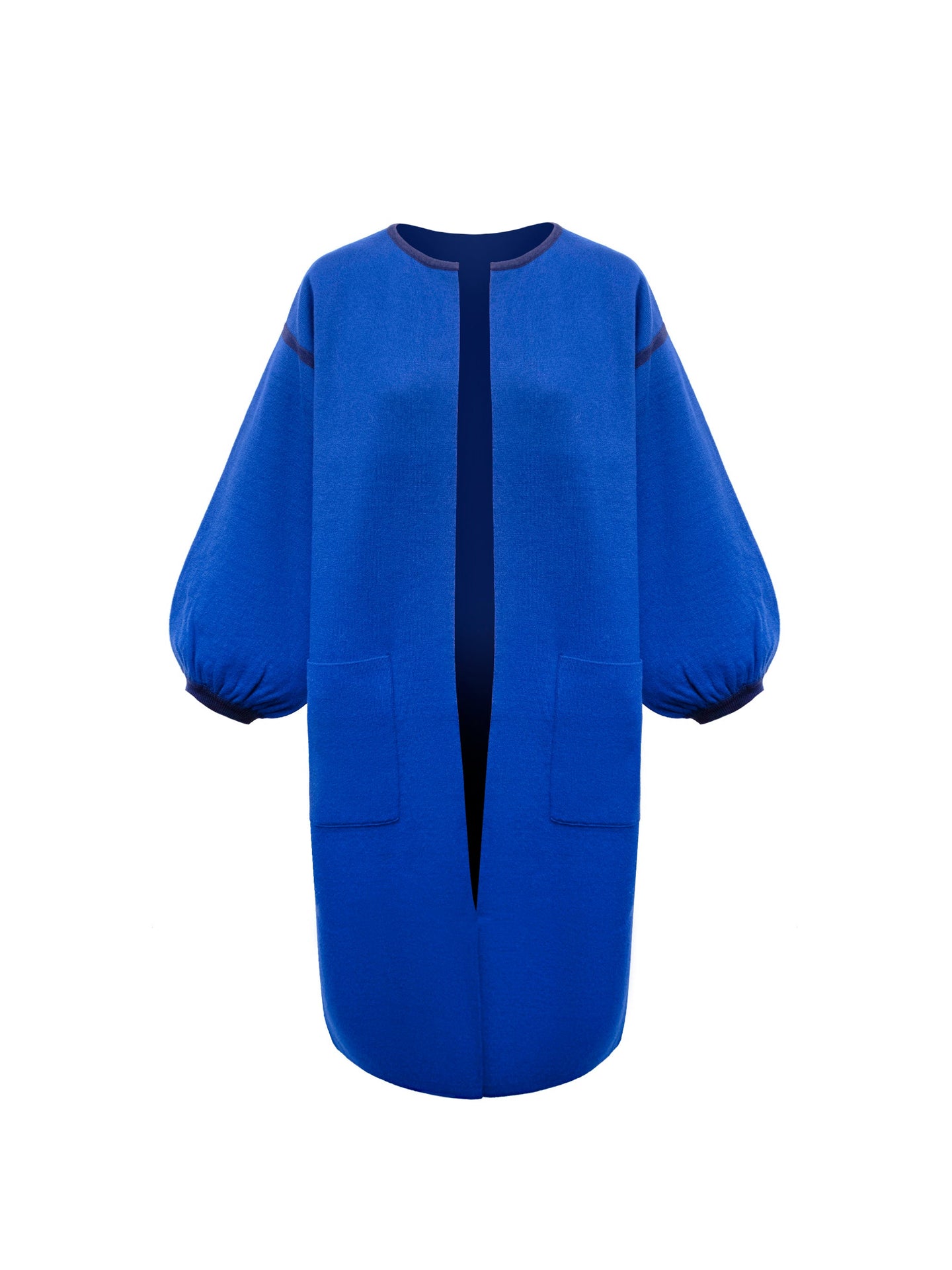 Kate cotton cashmere blend reversible cardi-coat - Blue