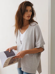 Vanessa cotton cashmere poncho - Light Grey
