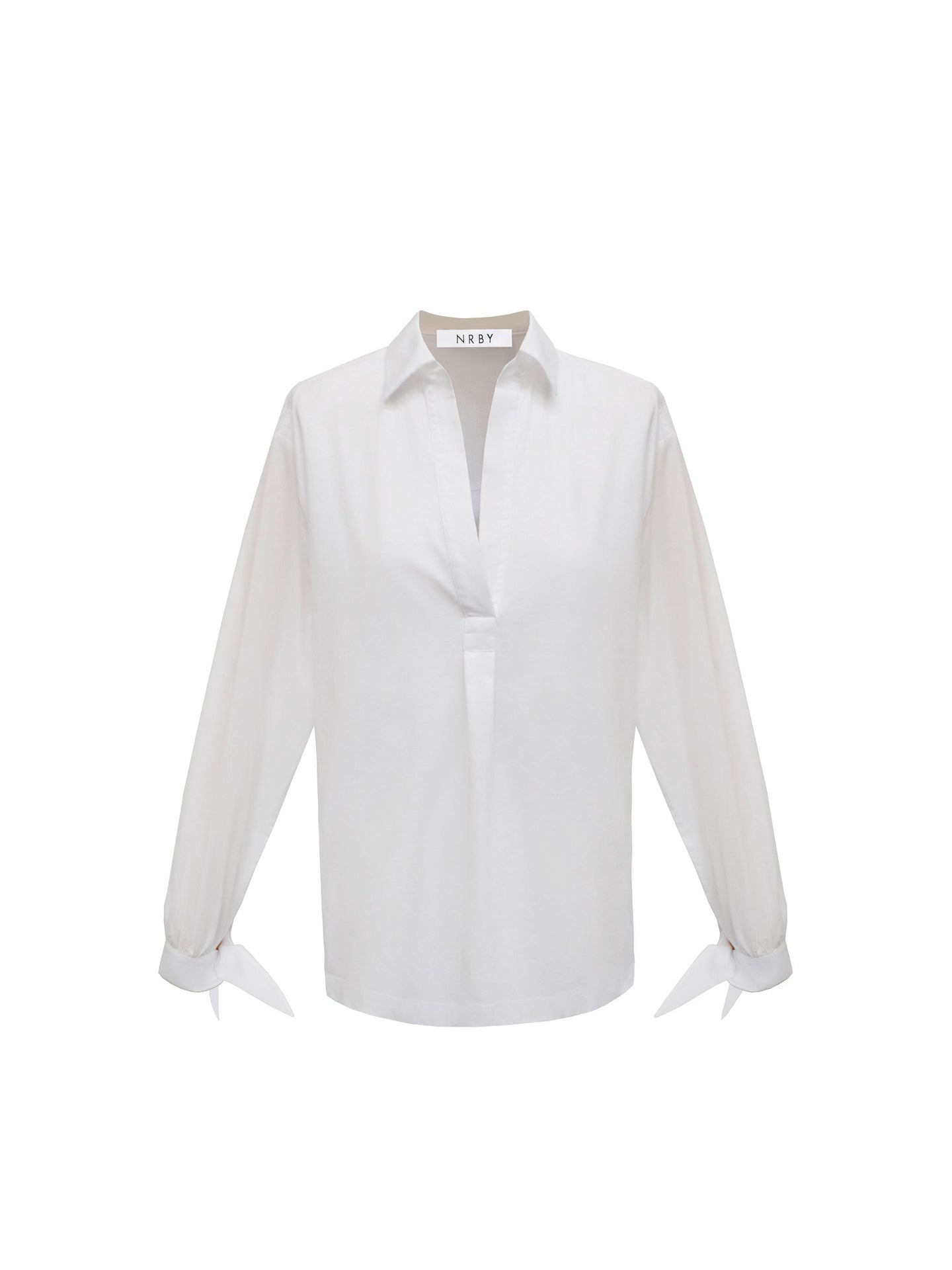 Romi jersey and cotton tie cuff shirt - White