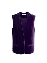 Lucia silk blend velvet button waistcoat