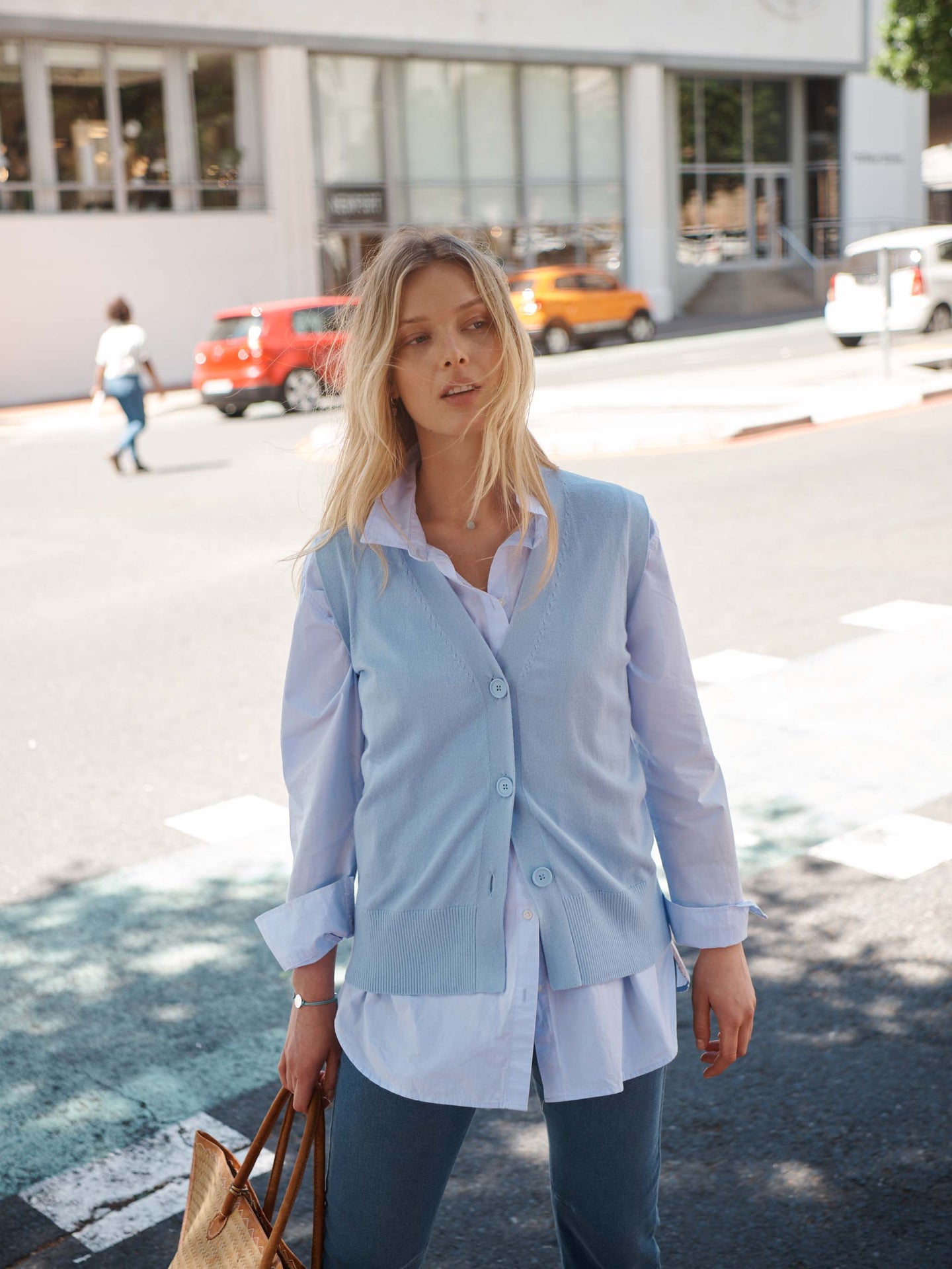 Renie cotton cashmere button sleeveless tank