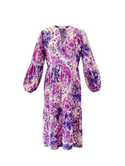 Genevieve silk giant painterly paisley dress
