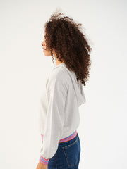 Lily cashmere blend stripe trim hoodie