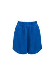 Poppie linen pull on short - Indigo Blue