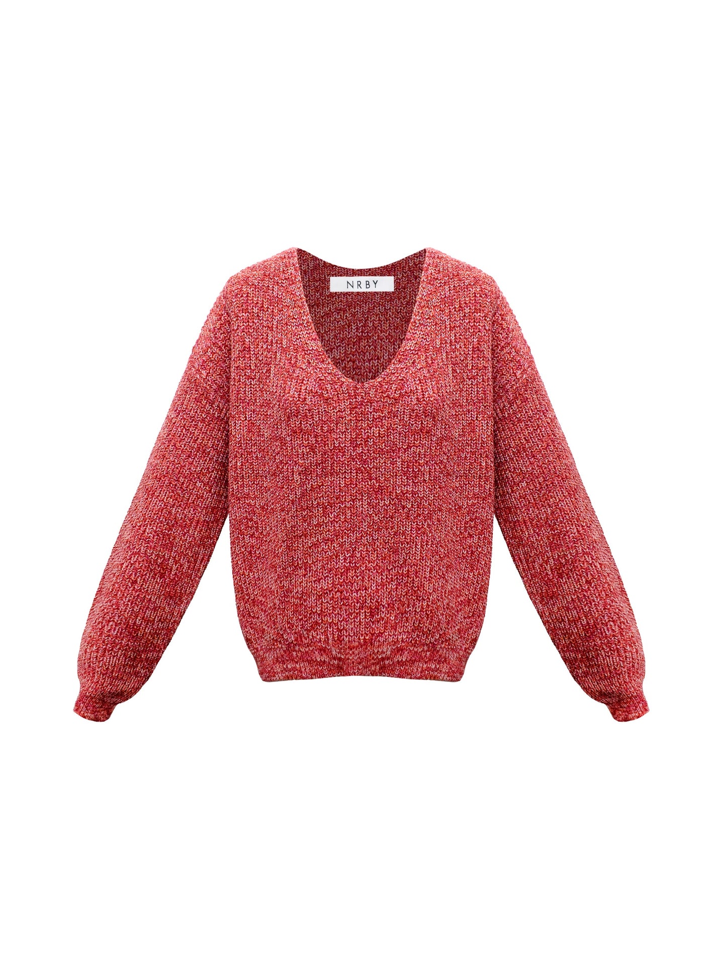 Sandy cotton cashmere blend v neck sweater - Red Multi