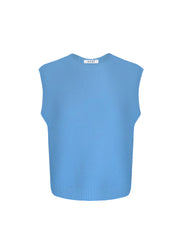 Rosie crew neck chunky knit tank - Blue