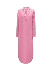 Chrissie linen maxi dress with pockets - Pink