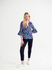 Ophelia silk feather print shirt